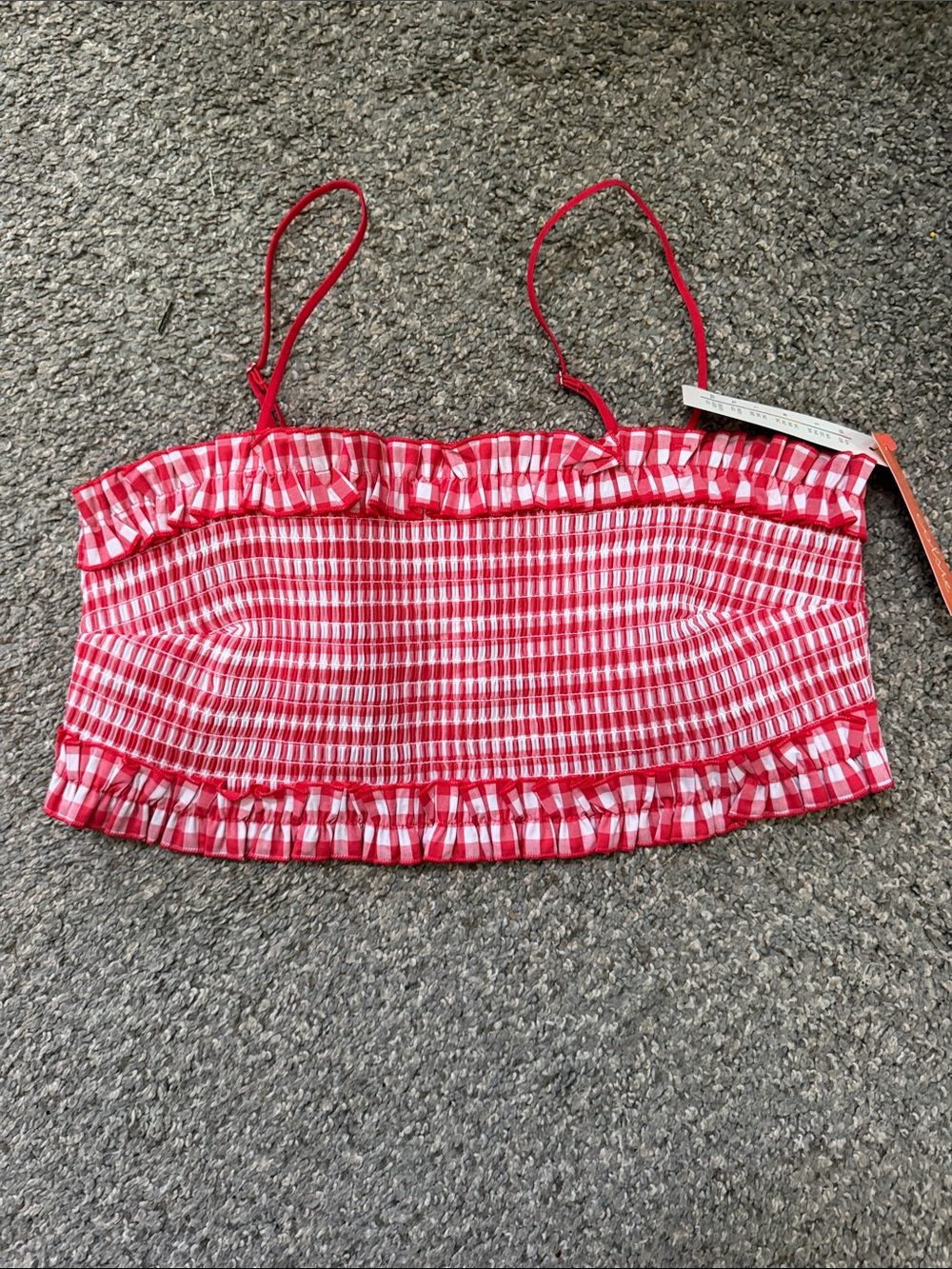Target Red and White Gingham Smocked Bandeau Top